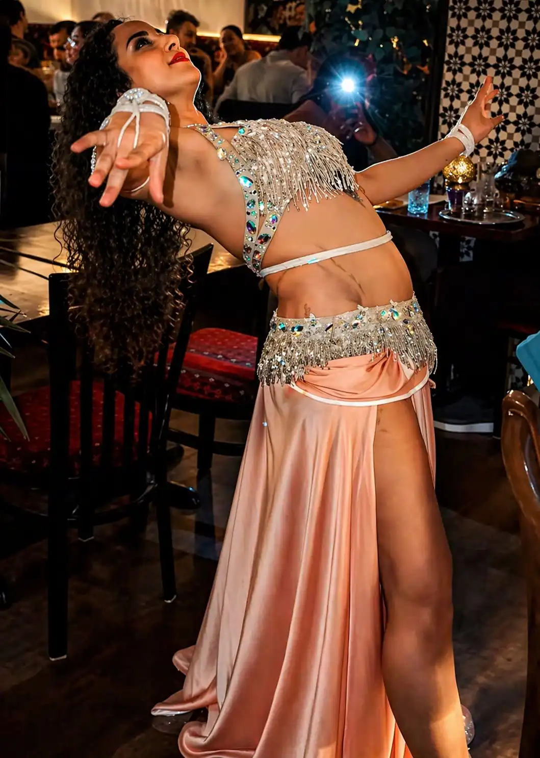 Belly dance performance at Moltaqa Restaurant Vancouver