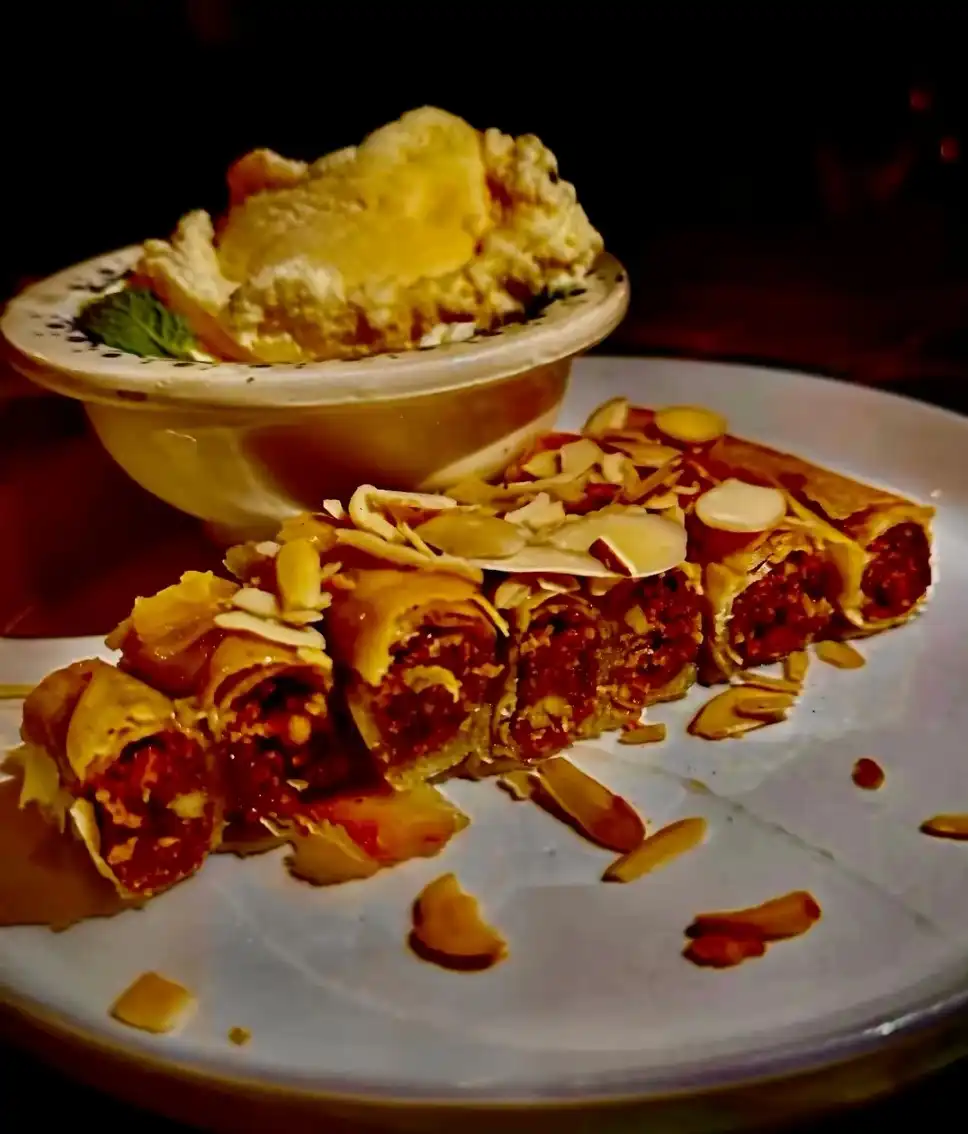 M'hanncha dessert at Moltaqa Restaurant Vancouver