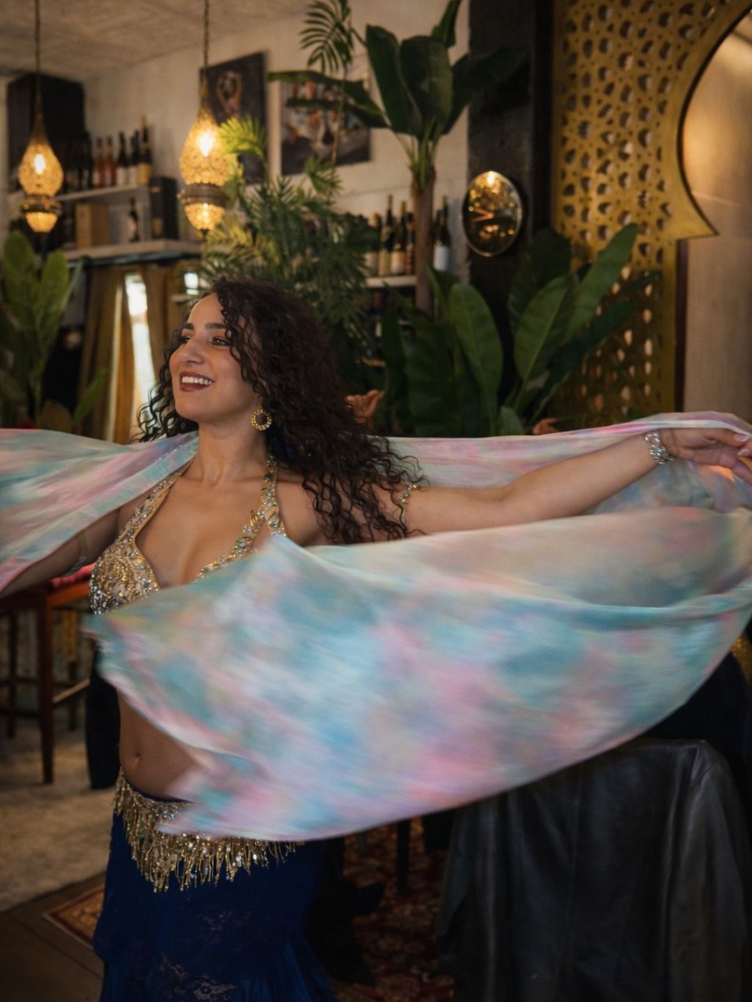 Live belly dancing performance at Moltaqa Moroccan Restaurant Yaletown Vancouver
